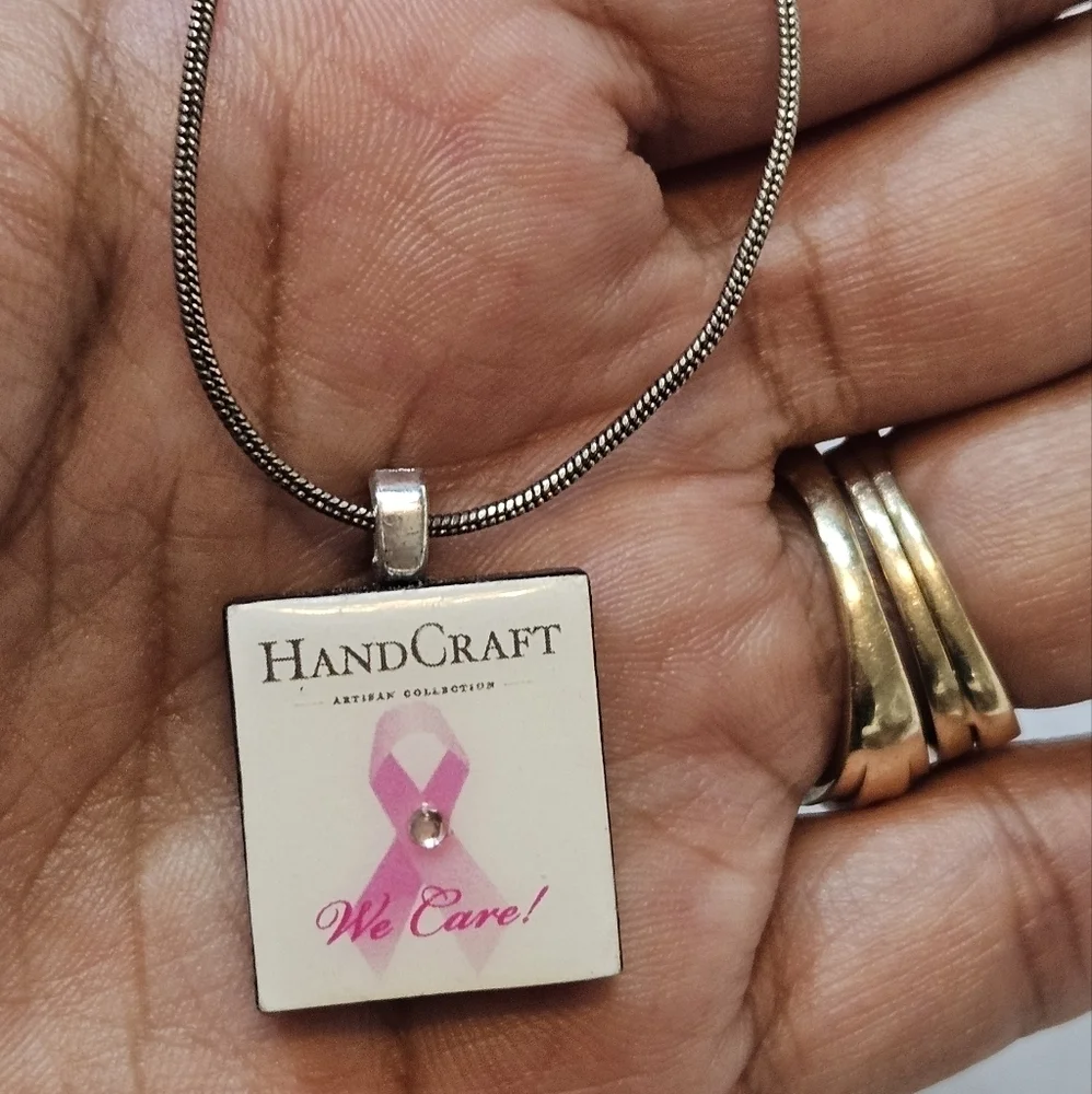Artisan Breast Cancer Awareness Scrabble Tile Necklace - Picture 12 of 17